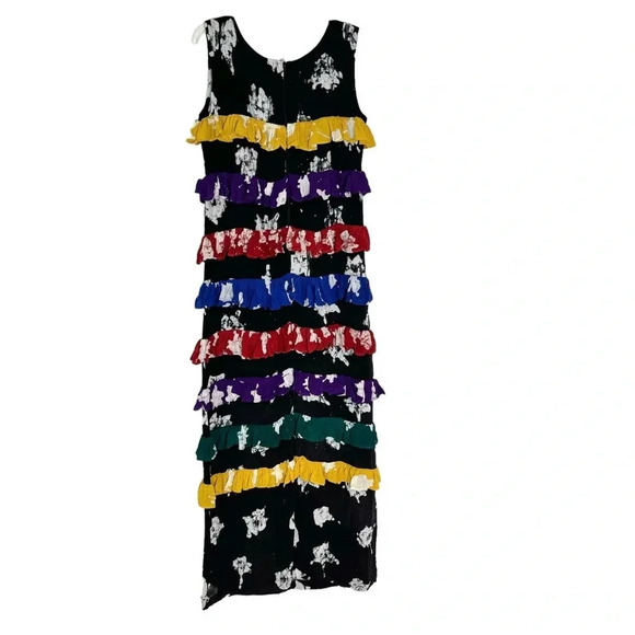 BUSAYO Ropo Splatter Print Tiered Ruffle Maxi Dress Black Size M NWT - Picture 8 of 15